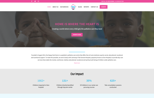 A Website for a NGO providing free-of-cost palliative care for children.