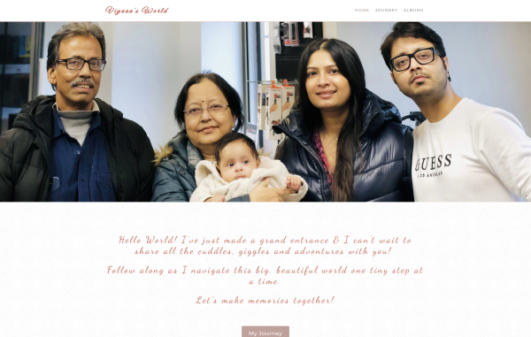 A Website to preserve and showcase memories of a child as he grows up.